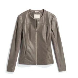 Soia & Kyo Sianne Lamb Leather Collarless Jacket Dark Grey Womens XL